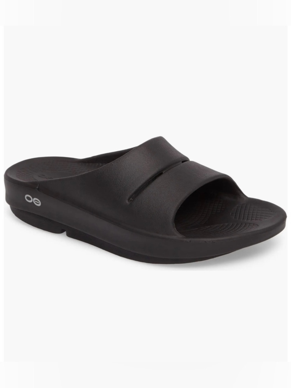 Oofos Mens' Black Slides Size 10
